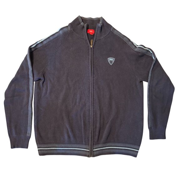 Vintage Mossimo Y2K Zip Up Sweater L Navy Blue  2000s grunge - Picture 1 of 10